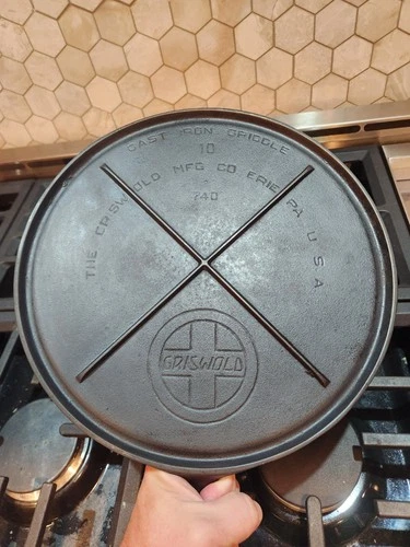 Griswold # 10 Griddle Slant Logo Vintage Cast Iron Griddle Restored.