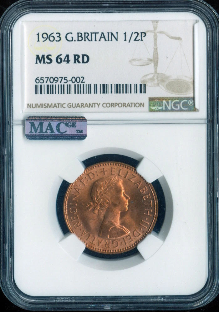 NGC MS64 RD 1963年 イギリス ブリタニア 大型銅貨 ペニー UK Half Pennies 1963 for sale | eBay