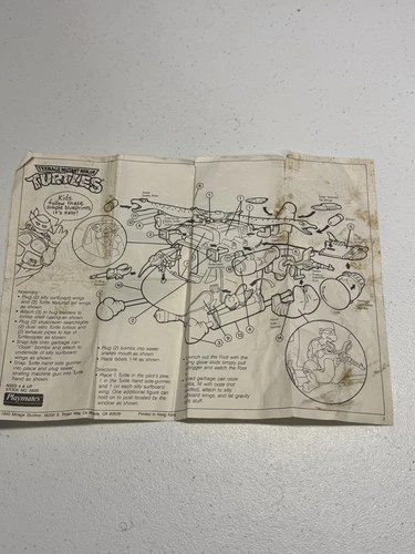 Vintage  TMNT Helicopter Turtlecopter BLUEPRINTS - Rough Condition