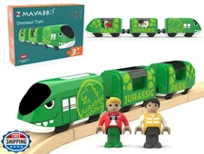 Toy Train Set for Wooden Tracks, Battery Operated Train for Toddlers, Motoriz