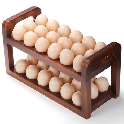 YOUEON Acacia Wooden Egg Holder with Carry Handle Holds 36 Eggs, Deviled Egg ...