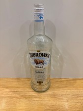 Empty Zubrowka Bison Polish Bottle Large 1 Litre Upcycling Crafts Clear Glass