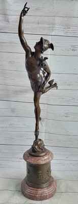 Extra Large Signed Original Artwork by Milo Hermes flying Mercury Bronze Statue