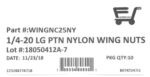 (10) 1/4-20 Nylon Wing Nuts - Natural Nylon Large Pattern Butterfly Nuts -10 Pcs - Picture 2 of 4