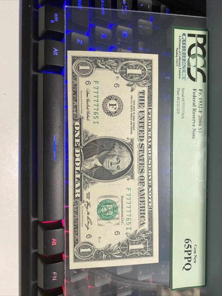 FANCY LADDER PCGS GEM 65PPQ 2006 $1 ATLANTA FRN Trinary number 77777765！ Rare！ - Image 2 of 3