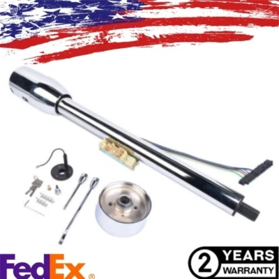 Chrome 30" Manual Tilt Steering Column Floor Shift GM Universal w/ Key+Adapter - Image 1 of 4