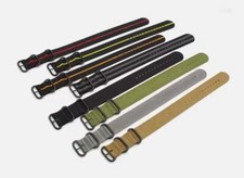 Ballistic Nylon 3 Ring PVD Zulu 22mm Watch Strap G10 Military Dive