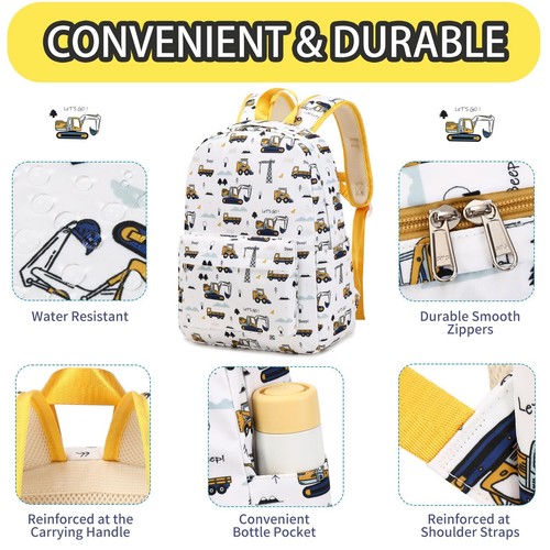 Excavator Backpack for Boys Preschool Backpack Toddler Boy Tractor Bookbag Sm... - Picture 3 of 7