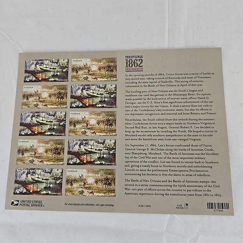 Civil War 5 Sheet Forever Stamp Set 2011-2015 4522-3 4664-5 4787-8 4910-1 4980-1 - Picture 4 of 10