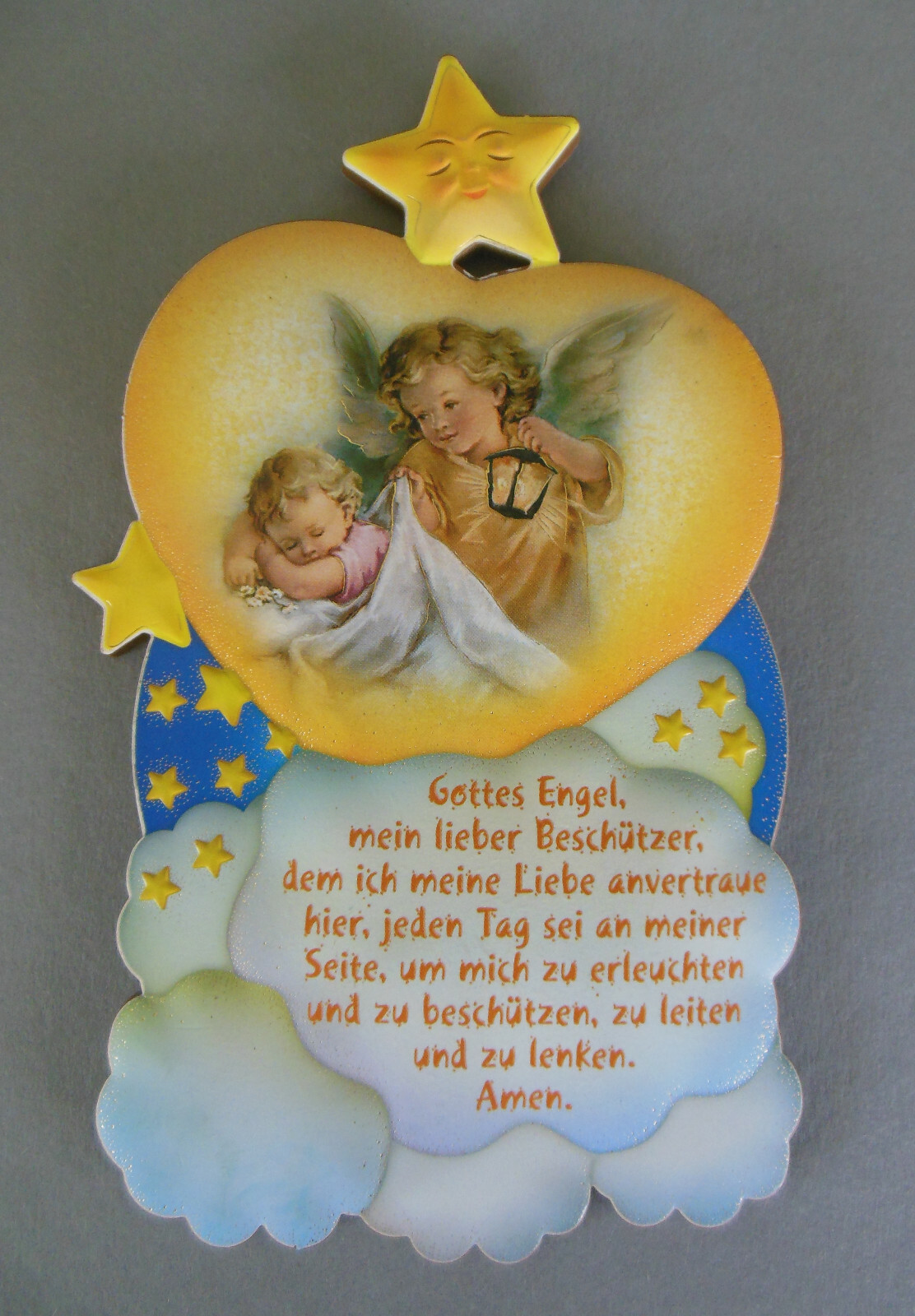 Engelbild mit Kinder Gebet "Gottes Engel mein lieber Beschützer" 17x10 cm