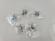 Lot of 5 Starfish Pink  Blue Rhinestones 1"W Luxury Metal Shoe Charms