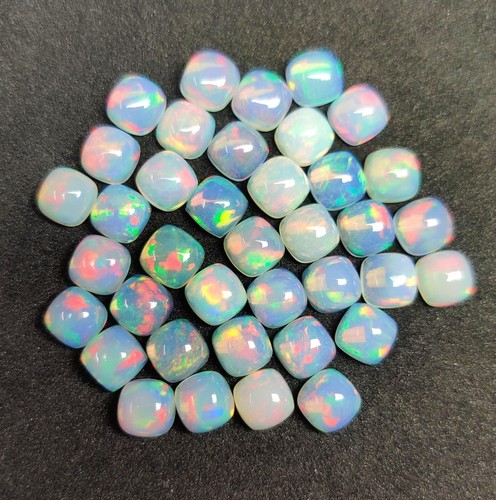 Fire Quality Natural Opal Gemstone, Cushion Shape Cabochon Gemstone Lot. - Picture 2 of 8