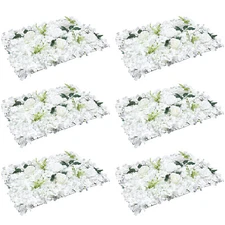 6 PCS Artificial Flower Wall Panel White Hydrangea Rose Wedding Backdrop Decor