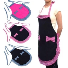 New Cute Red or Black Pocket Style Restaurant Women Bowknot Kitchen Canvas Apron