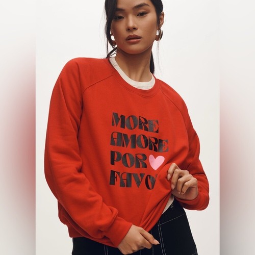 Anthropologie x Daniela Berkhout More Amore Red Graphic Sweatshirt Size Medium