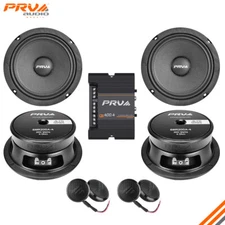 4x PRV 6MR200A-4 6.5" PRO Audio Speakers + 4x TW100SD-4 Tweeters + QS400.4 Amp