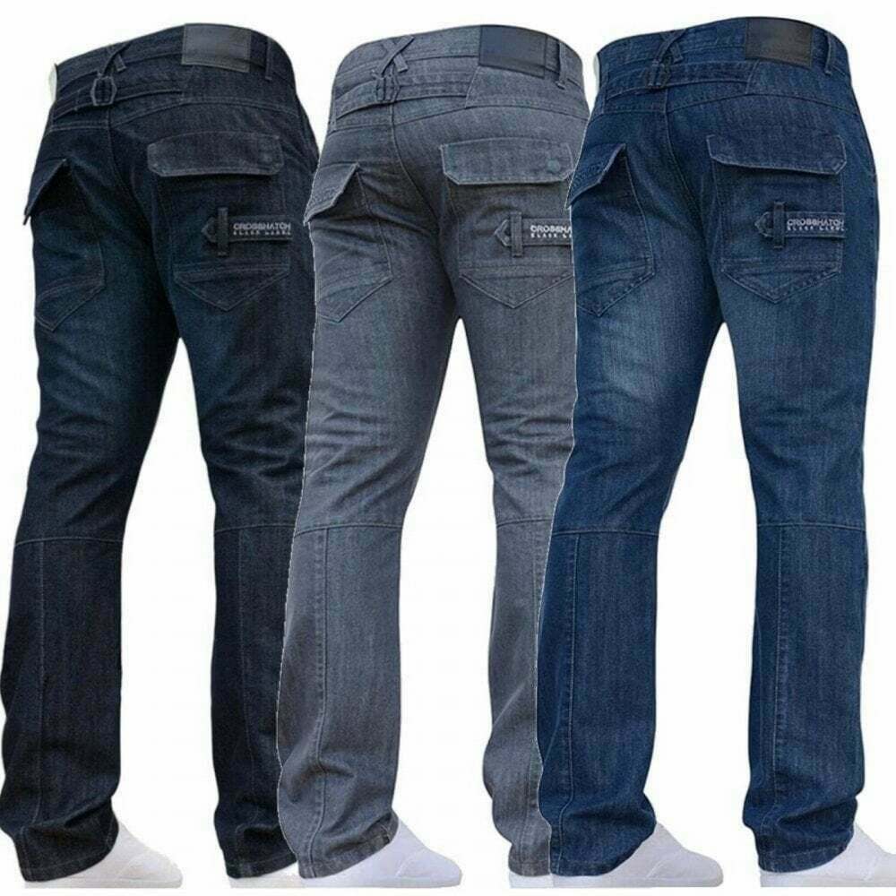 New Crosshatch Panel Jeans Cargo Denim Work Tough Darkwash Pants Trousers  Waist