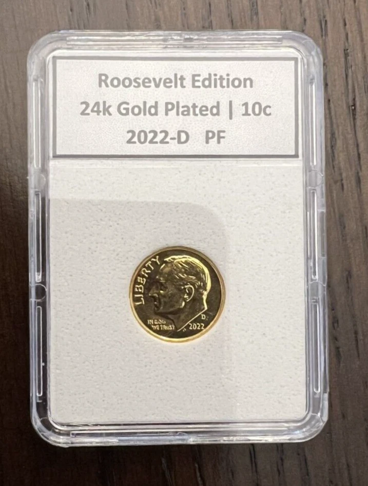 2022-D | Roosevelt | Dime | Ten Cent Lot | 24K Gold Plated | Item #2 - Image 2 of 4