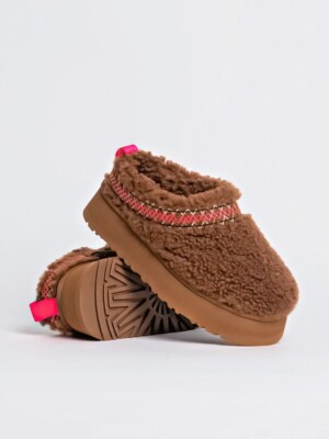 NWOT UGG Tazz UGGBraid Platform Slippers 1143976 Hardwood Women's Size 6