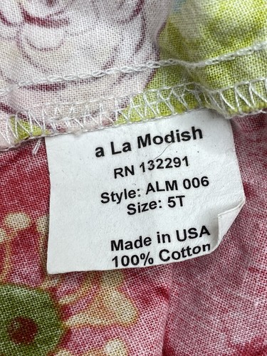 A La Modish Girls Summer Dress Red White Striped Top Pink Bow Flowers Size 5T - Picture 8 of 8