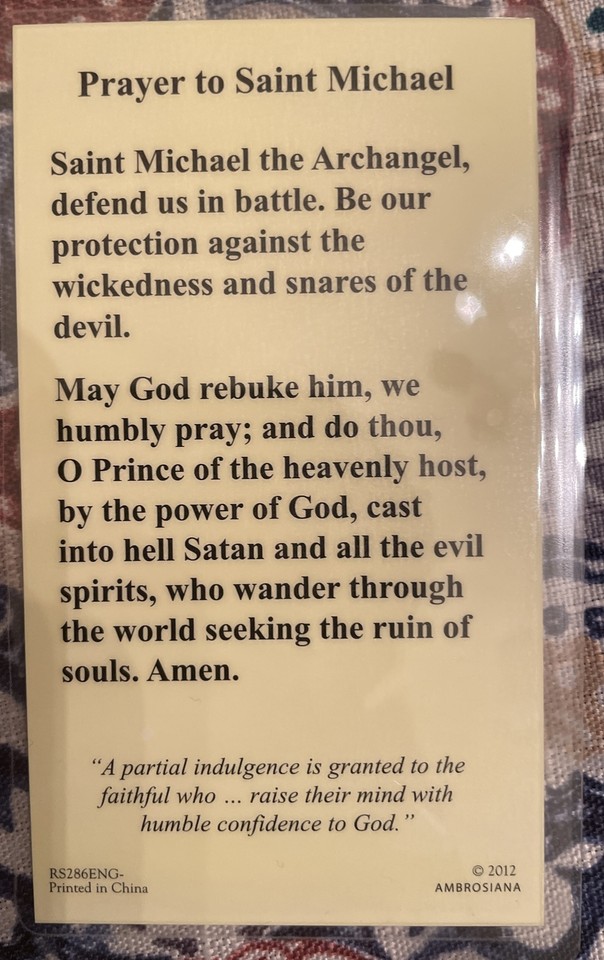ST. SAINT MICHAEL The Archangel- Laminated Prayer Holy Card | eBay