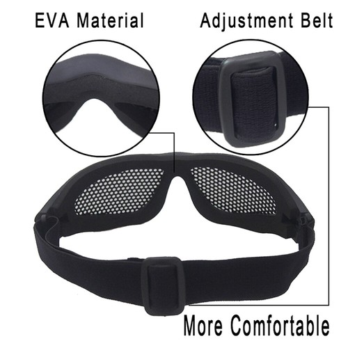 Tactical Mesh Glasses Protection Steel Mesh Lens Goggles Paintballing Airsoft - Picture 12 of 15