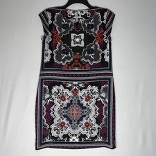 Banana Republic Shift Dress Womens 2 Black Purple Floral Print Capped Sleeve