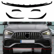 For Benz H247 GLA 20-22 ABS Bright Black Front Bumper Canards Lip Splitter Fins