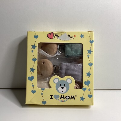 Schnullerkette 3x - Ruby - I love Mom - Handmade (S156)