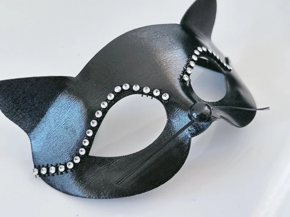 Gato Mujeres Niña Gato Negro Gatito Halloween Héroe Disfraz Baile Fiesta Ojo Máscara Facial Foto 4 de 4