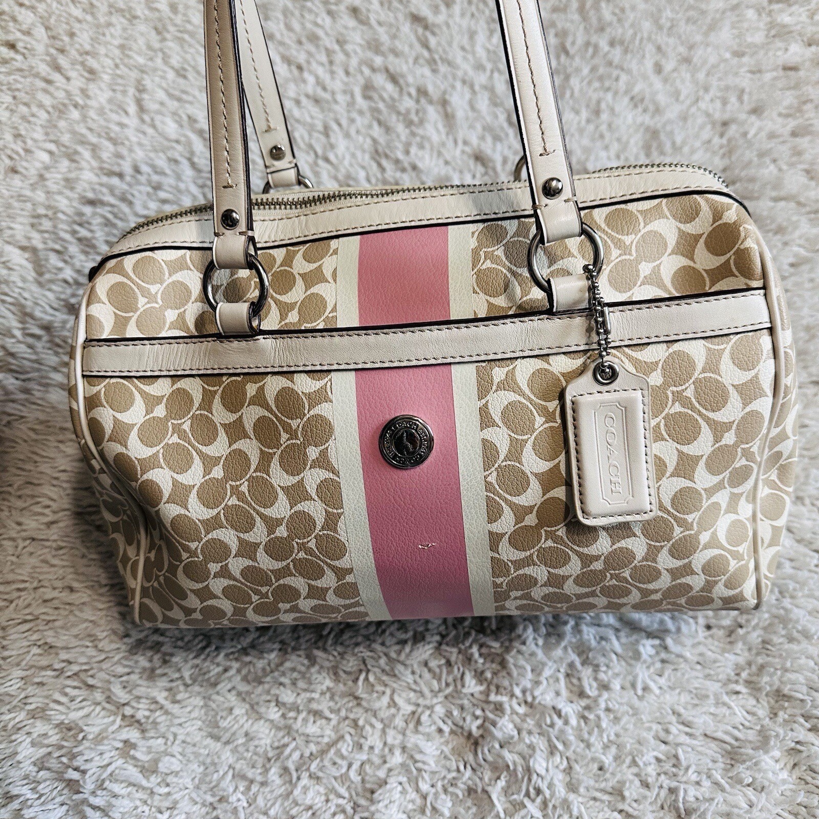 Coach EST.1941 Medium CHS Zip Satchel in Light Khaki & Papaya $298-image