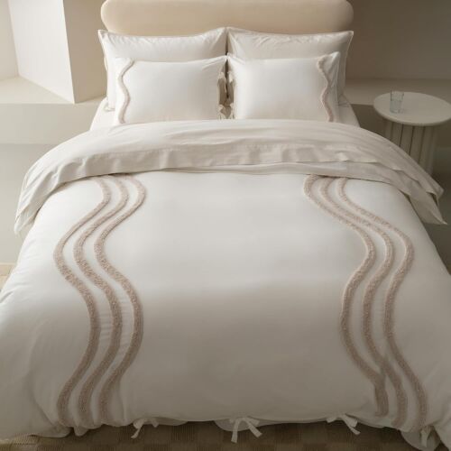 Double Stitch Cotton Tufted Duvet Cover - Soft 3 Piece Bedding Set King Size
