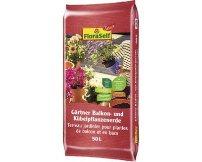 Balkon- und Kübelpflanzenerde FloraSelf Select 50 L mit 10 Vol. % gebrochenen Bl
