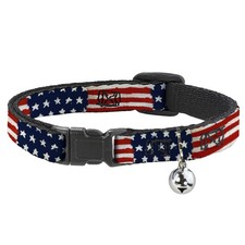 Cat Collar Breakaway with Bell Stars  Stripes Painting NARROW Fits 8.5-12"