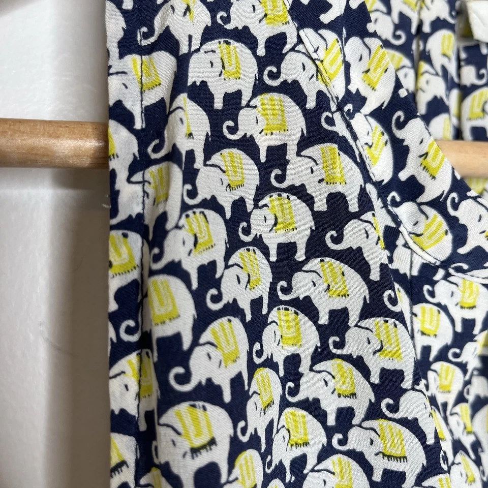 Camiseta sin mangas Joie Silk Elephant azul marino para mujer pequeña sin mangas caprichosa estampado animal Foto 2 de 4