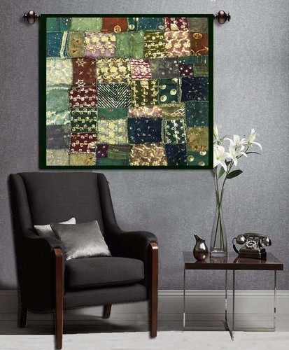 33% Off 40" Green Square Branded Gift Tapestry Wall Hanging Handmade Art Beaded - Picture 6 of 11