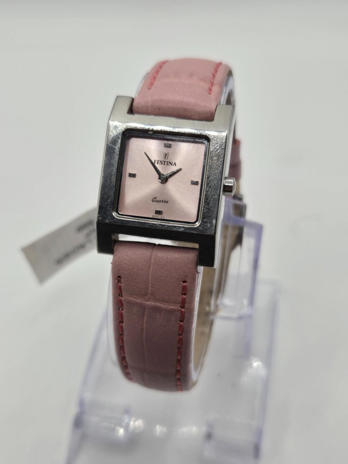 Festina Pink Ladies' Stainless Steel Silver Leather Watch