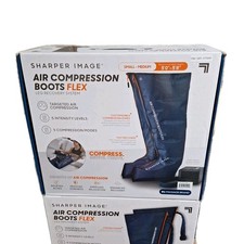 Sharper Image Flex Leg Recovery Air Compression Boots Small/Medium 5'0-5'8 BLUE