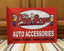Pep Boys Flange Sign Auto Accessories Tire Double Sided Vintage Style Wall Decor Pep Boys Flange Sign Auto Accessories Tire Double Sided Vintage Style Wall Decor