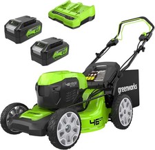 Image of Greenworks 48V Cordless Lawnmower 2x4Ah Batteries & Twin Charger NEW