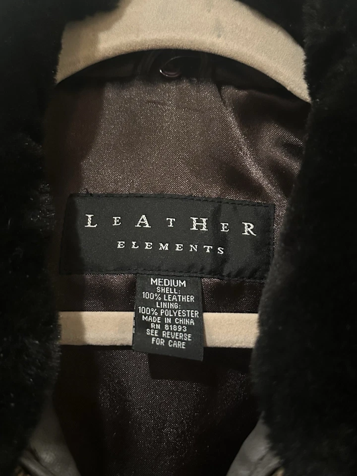 Abrigo de cuero marrón Leather Elements cuello mediano de piel sintética para mujer’s Foto 3 de 4