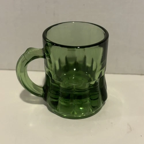 Federal Glass -  Green- Mini BEER Mug Shot Glass - Vintage