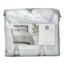 Hotel Collection Dimensional Silver Blue KING Duvet Cover + 2 Shams Set $500