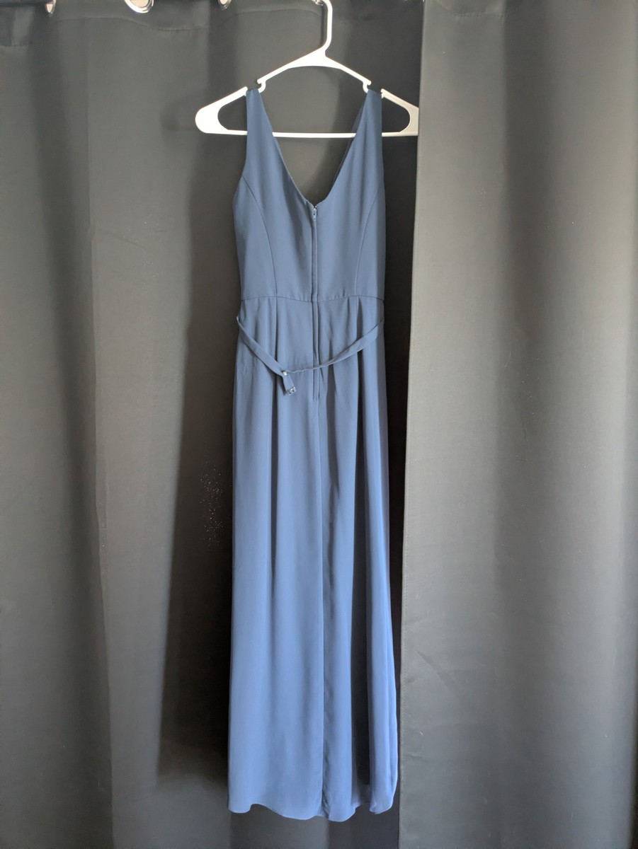 Size 0 navy blue tank chiffon tulip hem chiffon dress David's Bridal