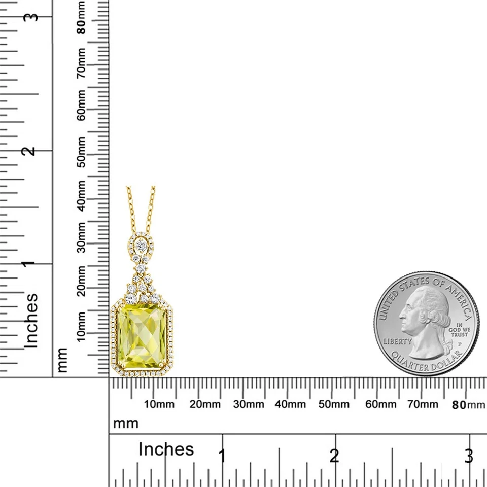 7.45 Ct Octagon Yellow Lemon Quartz 18K Yellow Gold Plated Silver Pendant - Image 3 of 4
