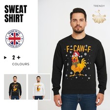 Christmas Sweatshirt Mens Xmas Jumper Funny Chicken Santa Hat Festive Pullover