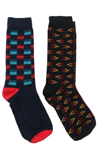 Paquete de 4 calcetines de vestir de diseñador audaces Mio Marino para hombre (azul múltiple, 10-13) - Imagen 2 de 3