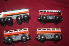 Imaginarium Wooden Train White Orange Black Engine  3 Passenger Cars