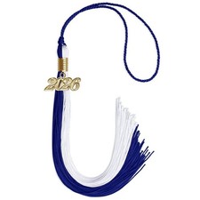 Endea Graduation Royal Blue/White Tassel With Gold Date Drop