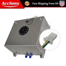 Drift Fuel Cell Tank + Level Sender Silver/15 Gallon Universal Aluminum Racing